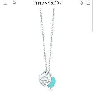 Tiffany Mini Double Heart Tag Pendant Necklace
